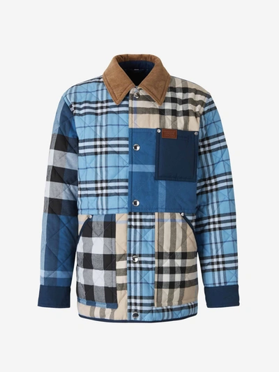 Shop Burberry Patchwork Check Overshirt In Multi