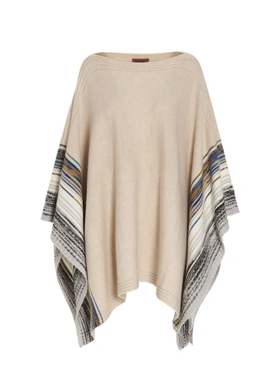 Shop Missoni Striped Knitted Poncho In Multi