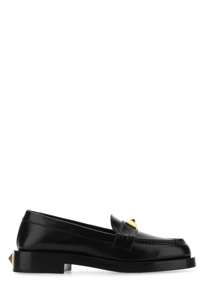 Shop Valentino Garavani Roman Stud Loafers In Black