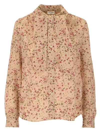 Shop Saint Laurent Flower Print Shirt In Pink
