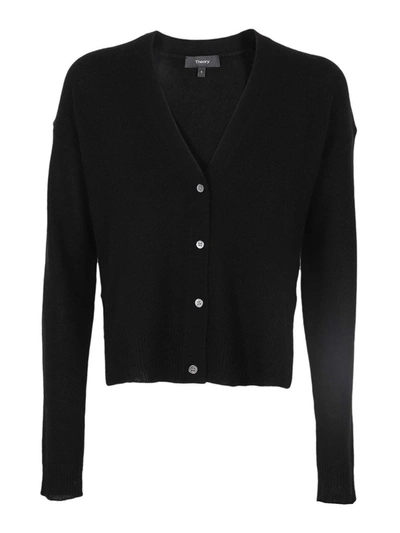 Shop Theory Cropped Cardigan In Black