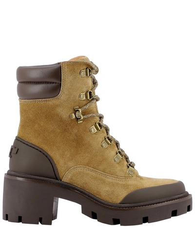 Shop Tory Burch "lug-sole Hiker" Ankle Boots In Beige