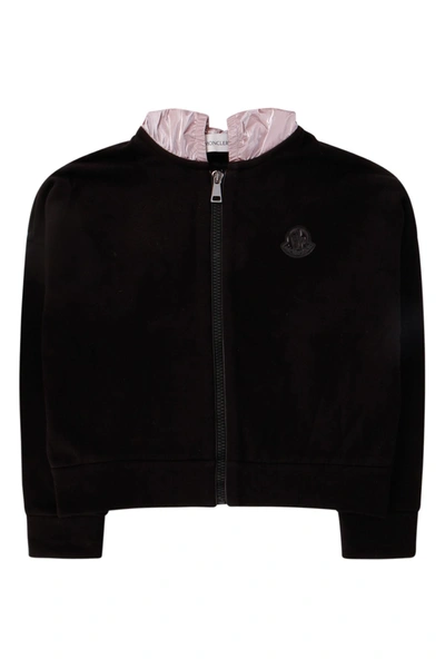 Shop Moncler Enfant Logo Patch Hooded Jacket In Black