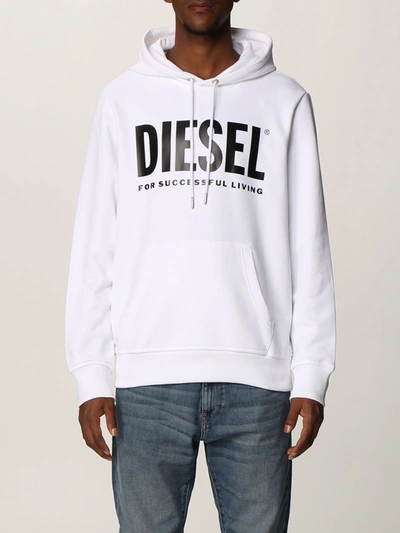 Shop Diesel Sweatshirt  Sweatshirt In Cotton With Logo In White