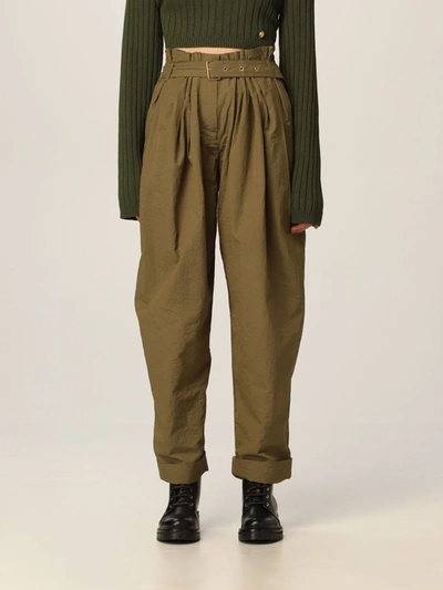 Shop Balmain Pants  Pants In Silk Blend In Military