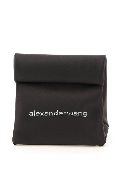 Shop Alexander Wang Lunch Bag Satin Clutch In Black (black)