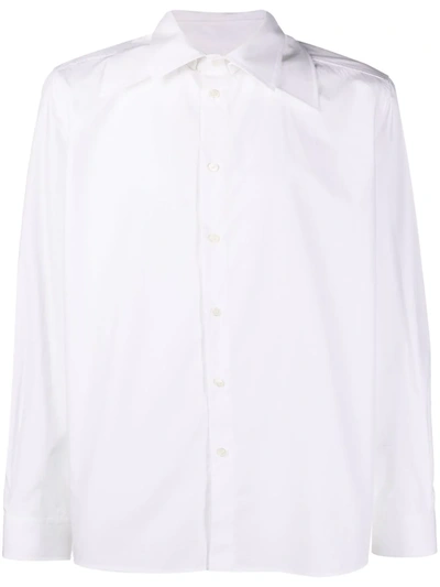 Shop Valentino Spread-collar Cotton-poplin Shirt In White