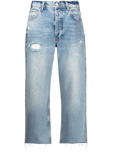 Shop Anine Bing Gavin Mid-rise Straight Jeans In Blue