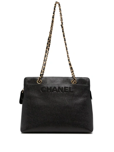 Pre-owned Chanel 1997 Logo-embroidered Shoulder Bag In Black