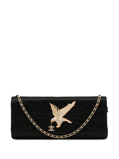 Pre-owned Chanel 2001 Eagle Plaque Flap Shoulder Bag In Black