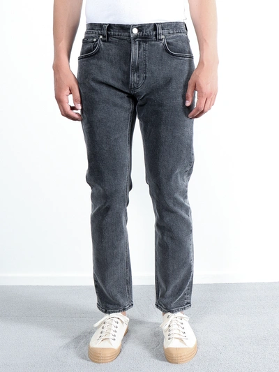 Shop Amendi Lars Slim Jeans In Washed Dark Grey
