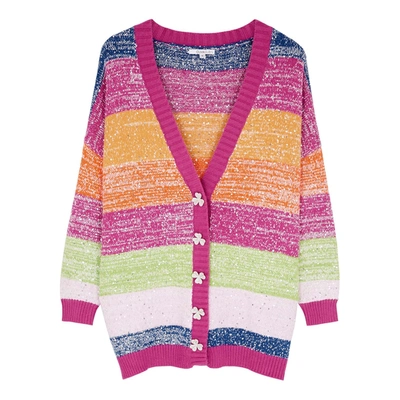 Shop Olivia Rubin Mika Striped Knitted Cardigan In Multicoloured