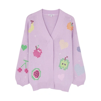 Shop Olivia Rubin Flora Lilac Embroidered Cotton Cardigan