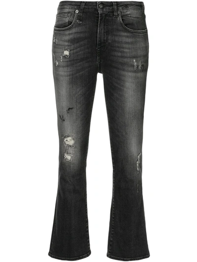 Shop R13 Distressed Cropped Jeans In Black