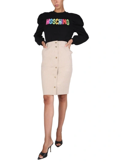 Shop Moschino "safari" Skirt In Beige