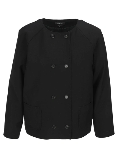 Shop Apc A.p.c. Minnie Double Breasted Jacket In Black