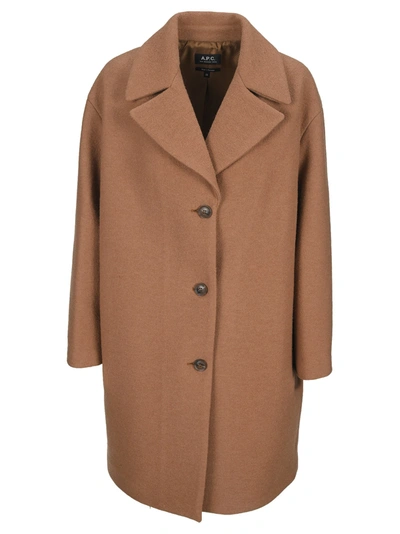 Shop A.p.c. Single Breasted Coat In Brown