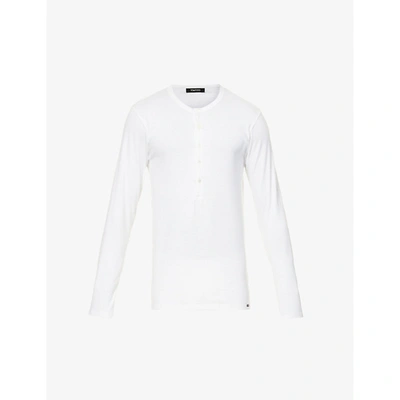 Shop Tom Ford Mens White Long-sleeved Crewneck Stretch-jersey T-shirt L