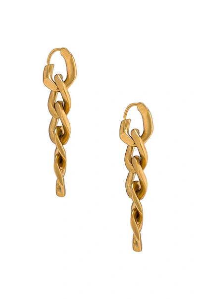 Shop Maison Margiela Long Chain Earrings In Yellow Gold Plating