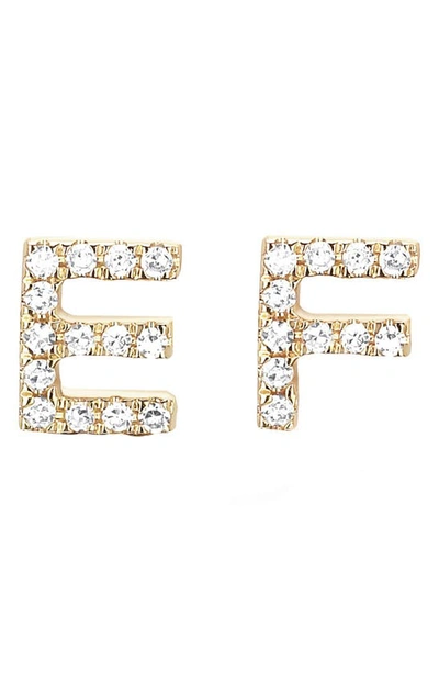 Ef Collection Diamond Initial Stud Earring In 14k Yellow Gold/ E