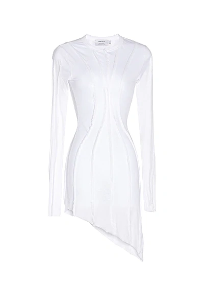 Shop Sami Miro Vintage Asymmetric Long Sleeve Mini Dress In White