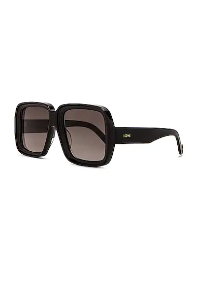 Shop Loewe Square Acetate Sunglasses In Shiny Black & Gradient Smoke