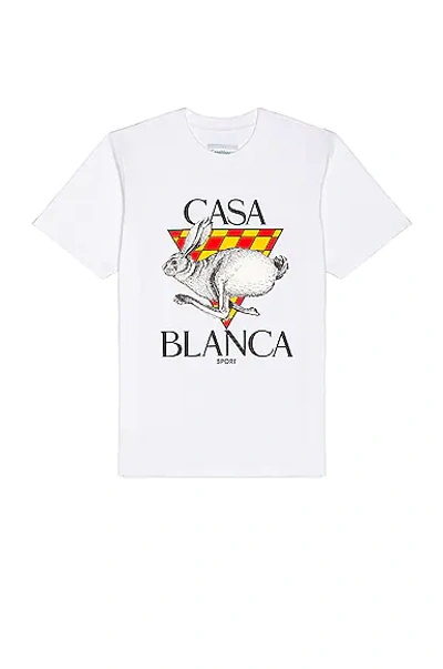 Shop Casablanca Casa Sport Screen Printed T-shirt In White & Red