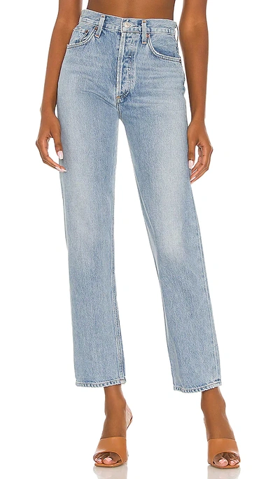 Agolde Riley High Rise Straight Crop Jeans In Soundwave