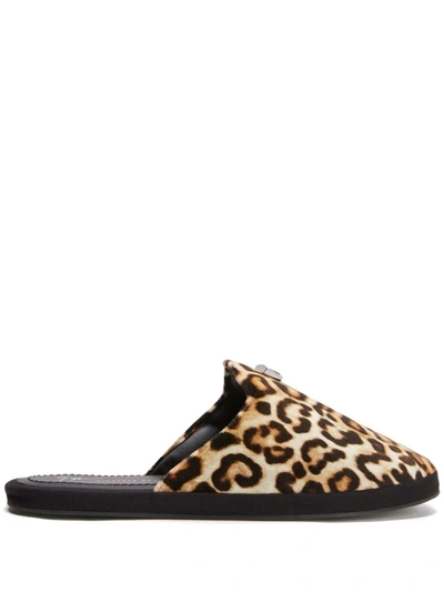 Shop Giuseppe Zanotti Leopard-print Slip-on Slippers In Brown