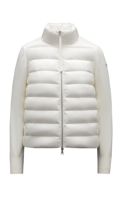 Shop Moncler Women's Wool-detailed Down Puffer Jacket In White,blue
