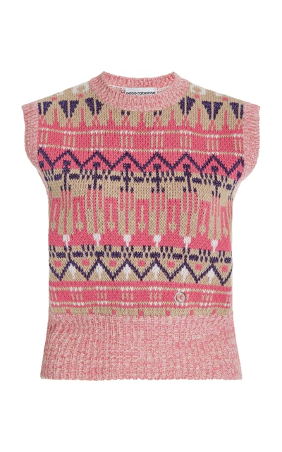 Shop Paco Rabanne Women's Fair Isle Wool-blend Sweater Vest In Neutral