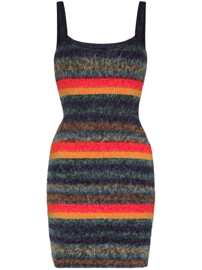 Shop Agr Striped Brushed Sleeveless Dress In 紫色