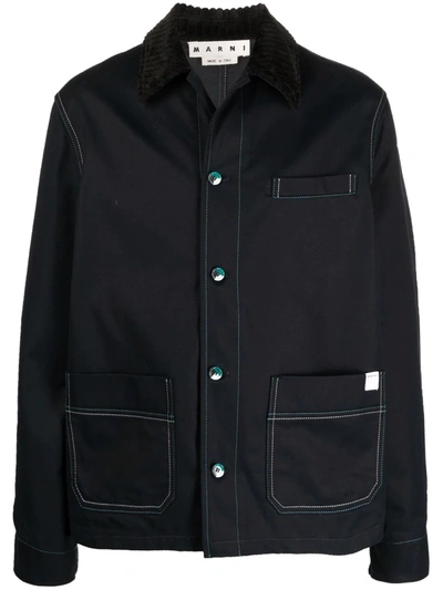 Shop Marni Stitch-detail Shirt Jacket In 黑色