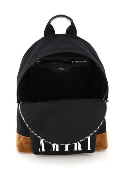 Shop Amiri Canvas Backpack With Logo In Black