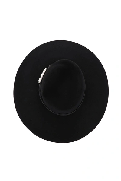 Shop Maison Michel Virginie Felt Fedora Hat With Jewel Buckle In Black