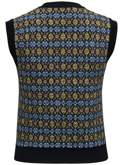 Shop Saint Laurent Wool Vest With Jacquard Motif In Multicolor