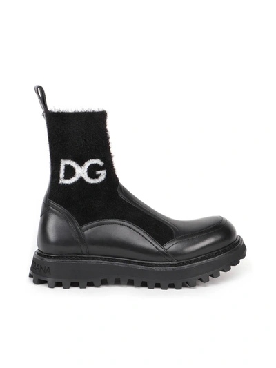 Shop Dolce & Gabbana Logo Ankle Boot In Black