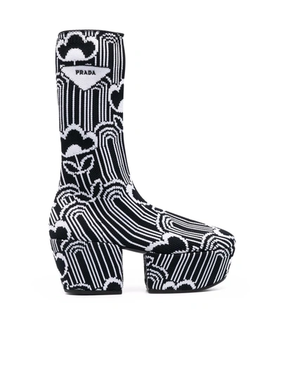 Shop Prada Platform Mid-calf Boots In Black
