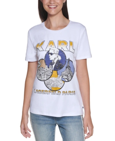 Actuator effectief Regenachtig Karl Lagerfeld Comic-print T-shirt In White/gold | ModeSens