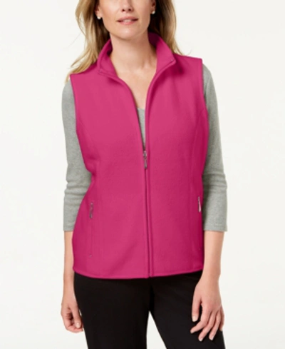 Shop Karen Scott Zeroproof Fleece Vest, Created For Macy's In Magenta