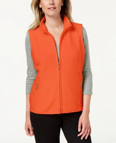 Shop Karen Scott Zeroproof Fleece Vest, Created For Macy's In Ponkan Orange