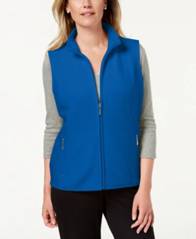 Shop Karen Scott Zeroproof Fleece Vest, Created For Macy's In Vibrant Blue