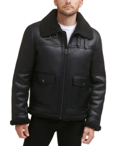 Shop Levi's Men's Faux Shearling Shortie Rancher Jacket In Black