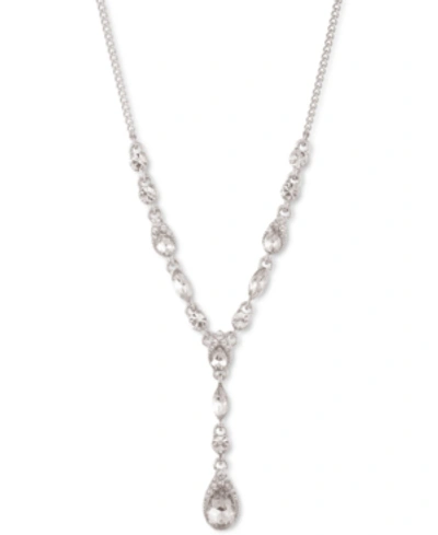Shop Givenchy Pear-shape Crystal Lariat Necklace, 16" + 3" Extender In Silver