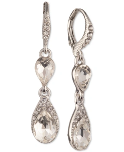 Shop Givenchy Pear-shape Crystal Double Drop Earrings In Silver
