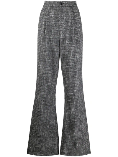 Shop Natasha Zinko High Waisted Tweed Trousers In Grey