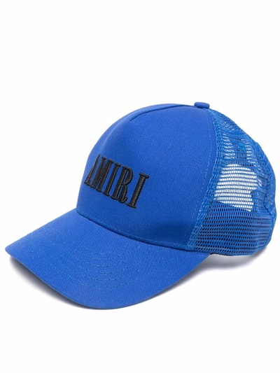Shop Amiri Trucker Logo-embroidered Baseball Cap In Blau