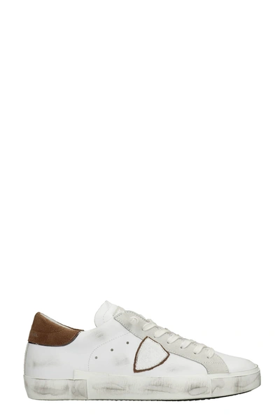 Shop Philippe Model Prsx Sneakers In White Suede And Leather