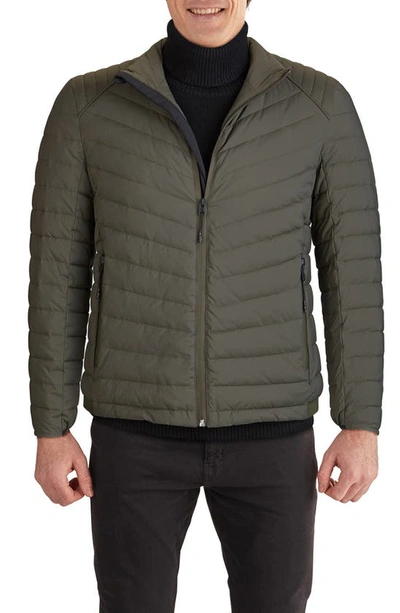 Shop Cole Haan Stretch Quilted Jacket In Green