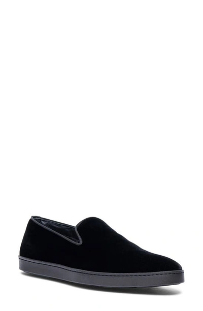 Shop Santoni Muad Sport Loafer In Black Velvet